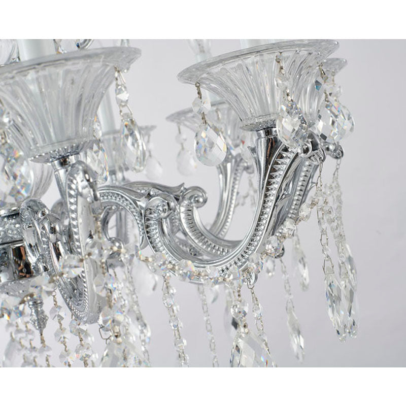 Chrome Chandelier With CLEAR Hanging Crystals