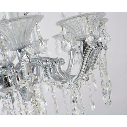 Chrome Chandelier With CLEAR Hanging Crystals