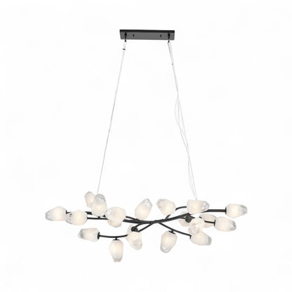 Black Branch Frame Chandelier with White Glass Shades