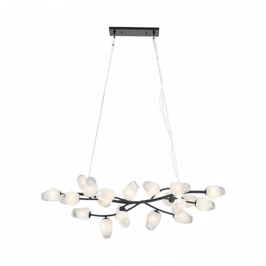 Black Branch Frame Chandelier with White Glass Shades