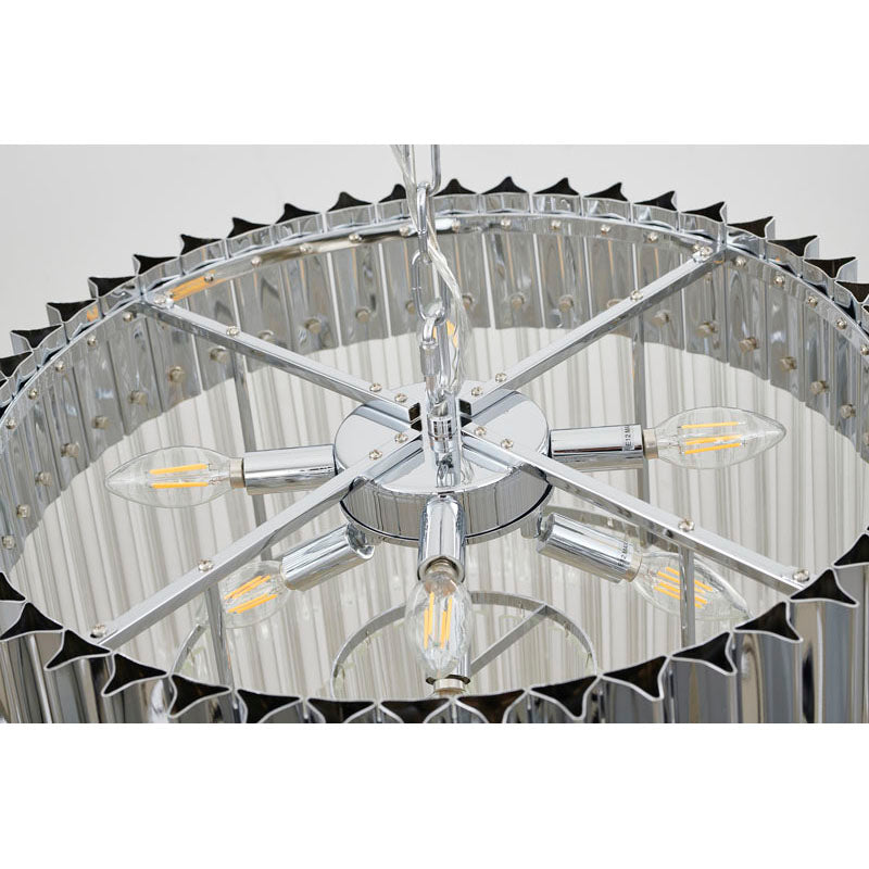 Round Chandelier With Clear Hanging Crystals