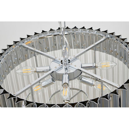 Round Chandelier With Clear Hanging Crystals