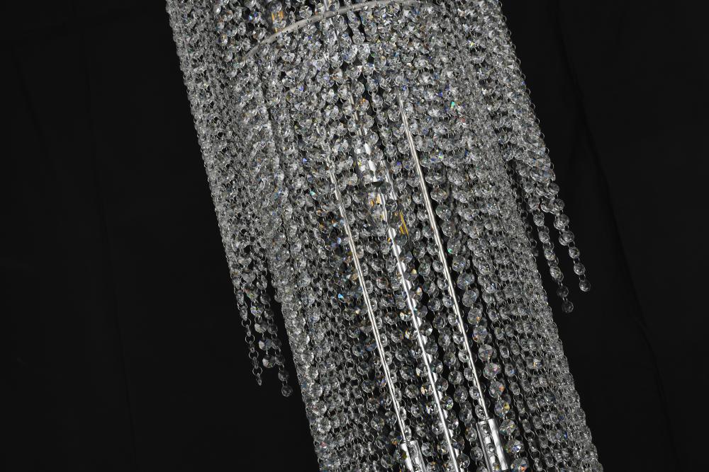 Chrome Flushed Chandelier featuring Clear Hanging Crystals