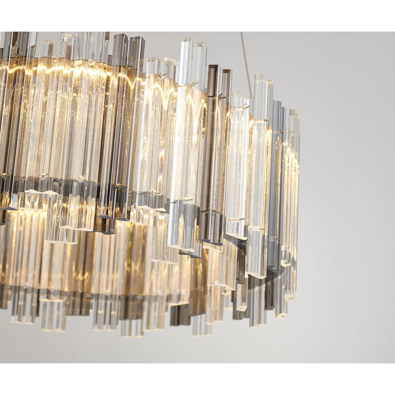 Round Clear & Smoke Glass LED Chandelier