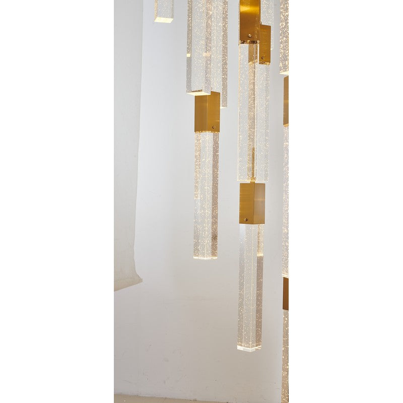 Flushed Matte Black Frame Chandelier with Hanging Clear Bubble Block Crystals