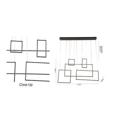 Modern Satin Coffee Linear LED Chandelier – Slim Rectangular Pendant Light Fixture