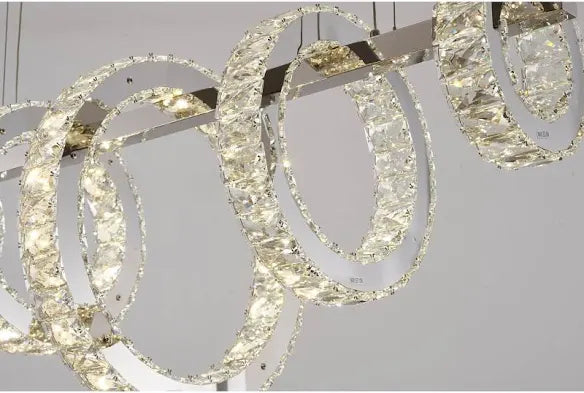 Five-Ring Chrome Crystal LED Chandelier