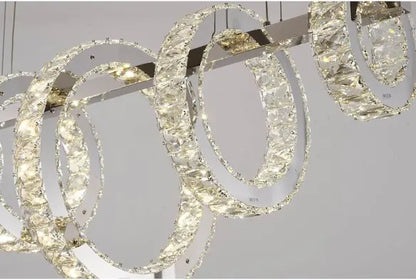 Five-Ring Chrome Crystal LED Chandelier