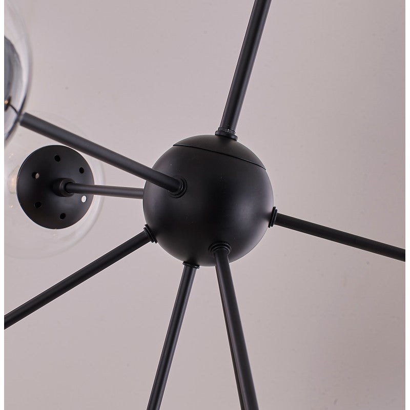 Black Metal Frame Ceiling Fixture with Clear Glass Globe Shapes