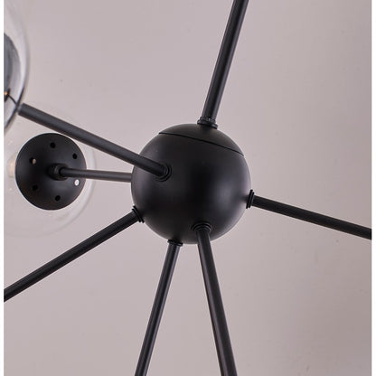 Black Metal Frame Ceiling Fixture with Clear Glass Globe Shapes