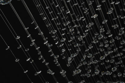 Chrome Flushed Chandelier with Clear Hanging Crystal Bead Balls