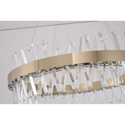 Round Gold Frame Chandelier With Clear Crystals