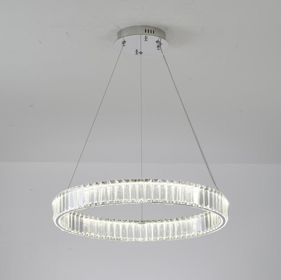 Clear Crystal Halo Chandelier With Chrome/Gold Hardware