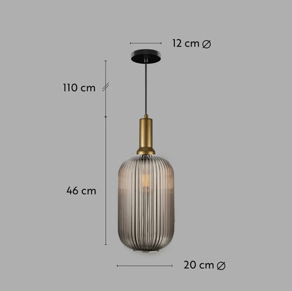 White Ribbed Glass Pendant