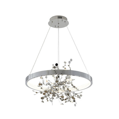 Chrome LED Chandelier with Stainless Steel Confetti Interior – 24"
