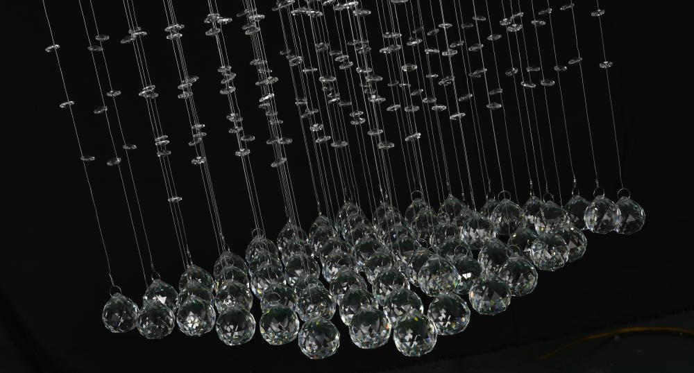 Chrome Flushed Chandelier with Clear Hanging Crystal Bead Balls