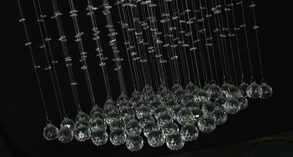 Chrome Flushed Chandelier with Clear Hanging Crystal Bead Balls