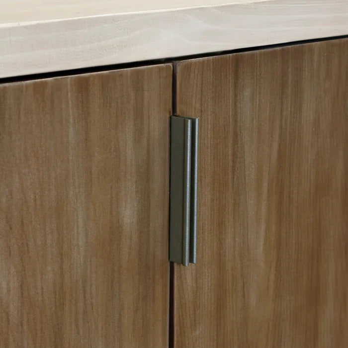 Natural and Cherry Solid Wood 6 Door Two Toned Console