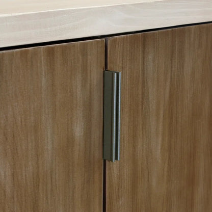 Natural and Cherry Solid Wood 6 Door Two Toned Console