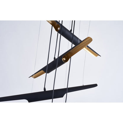 Matte Black Flushed Chandelier