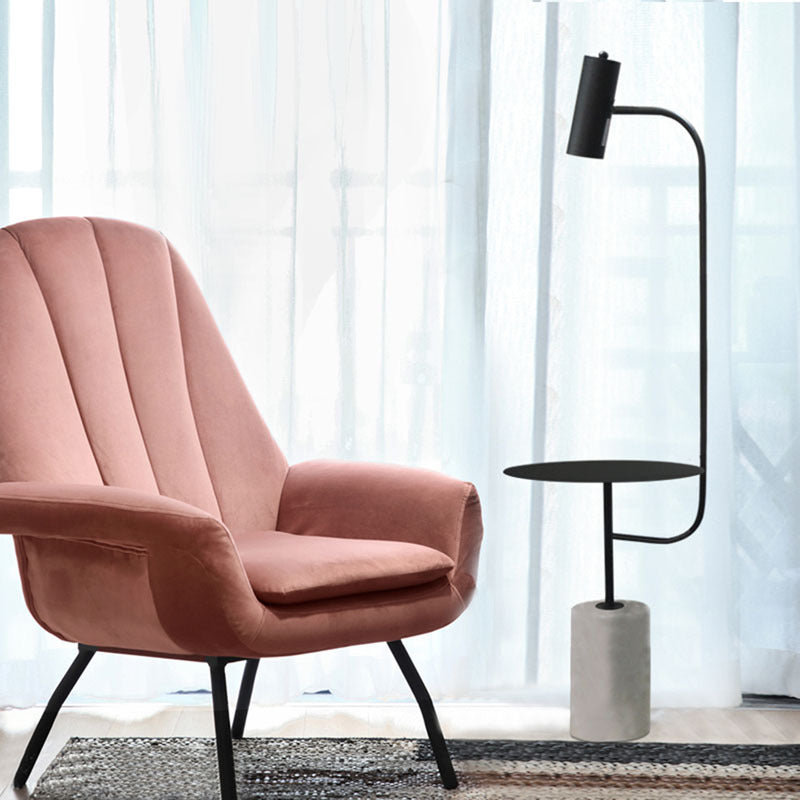 Matte Black Floor Lamp with Concrete Base