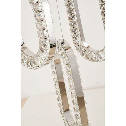 LED Chandelier With Oval Clear Crystal Hanging Pendants