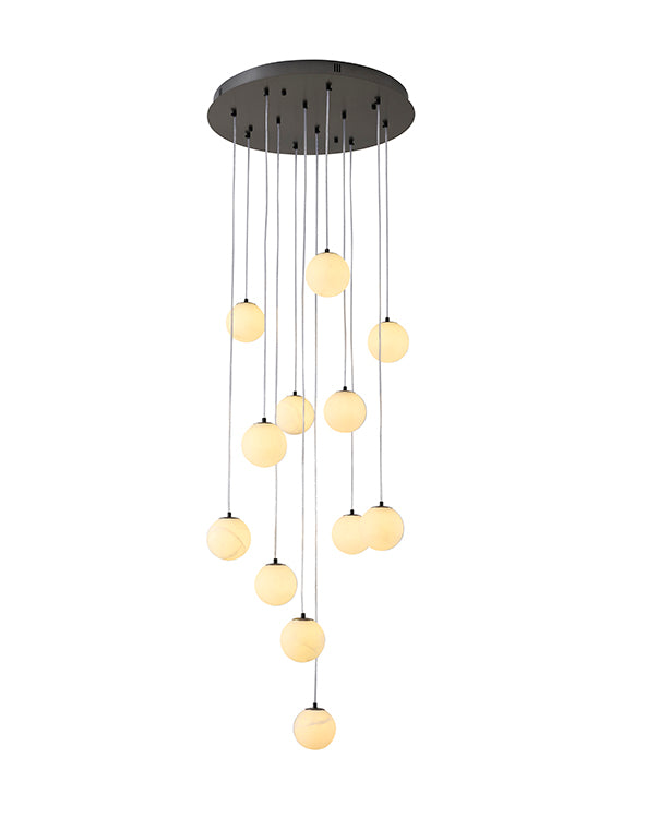 Black Chandelier With Alabaster Pendants