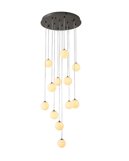 Black Chandelier With Alabaster Pendants