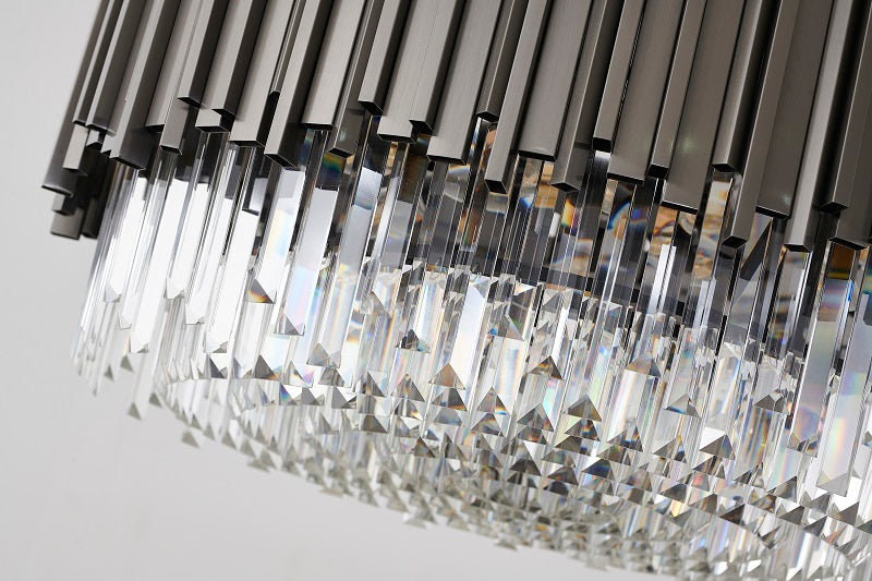 Hairline Chandelier With Clear Hanging Crystals