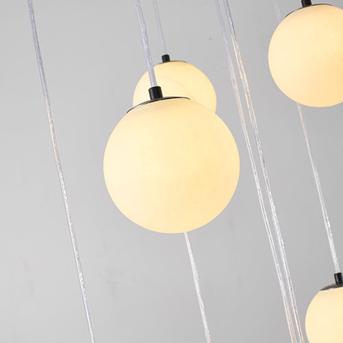 Black Chandelier With Alabaster Pendants