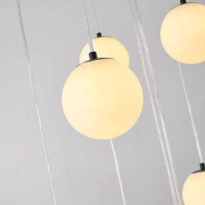 Black Chandelier With Alabaster Pendants