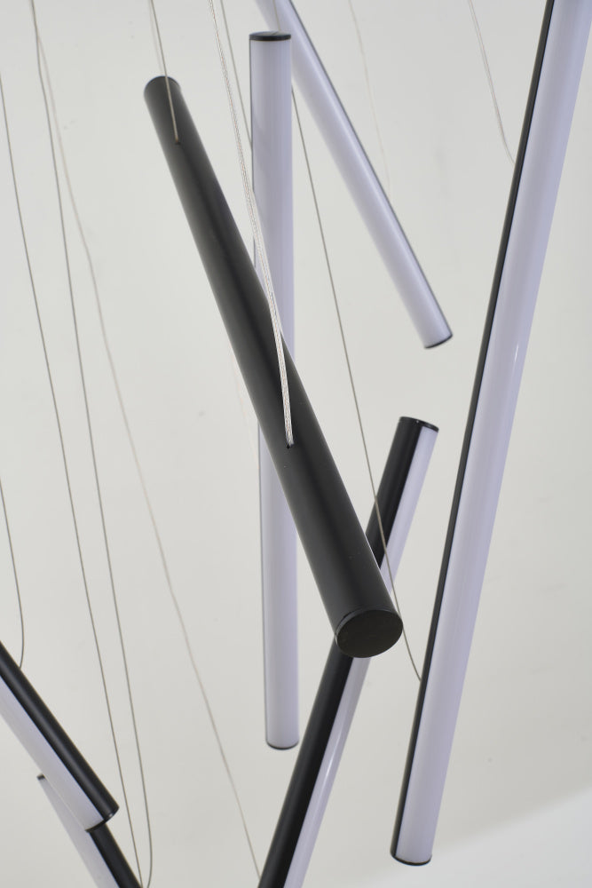 Satin Black Metal LED Chandelier With White Acrylic Diffusers