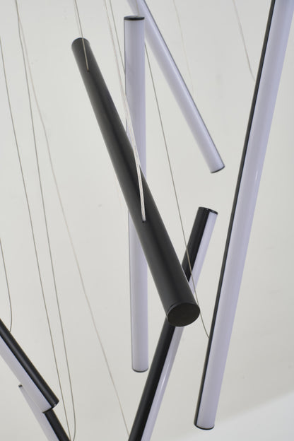 Satin Black Metal LED Chandelier With White Acrylic Diffusers