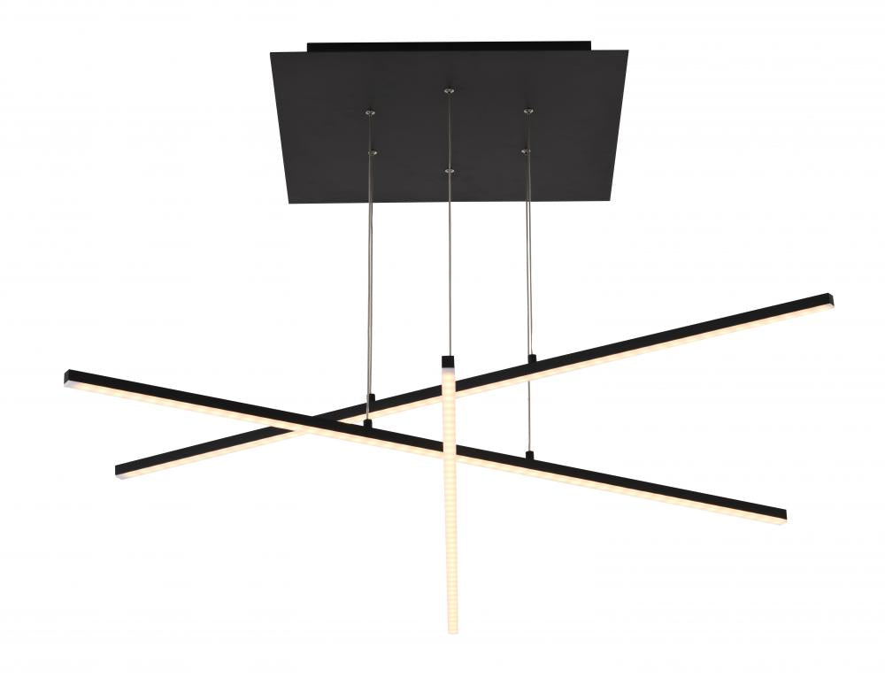 Matte Black Frame LED Ceiling Fixture With Hanging Stick Pendants