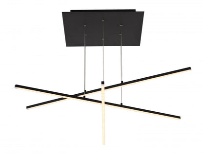 Matte Black Frame LED Ceiling Fixture With Hanging Stick Pendants