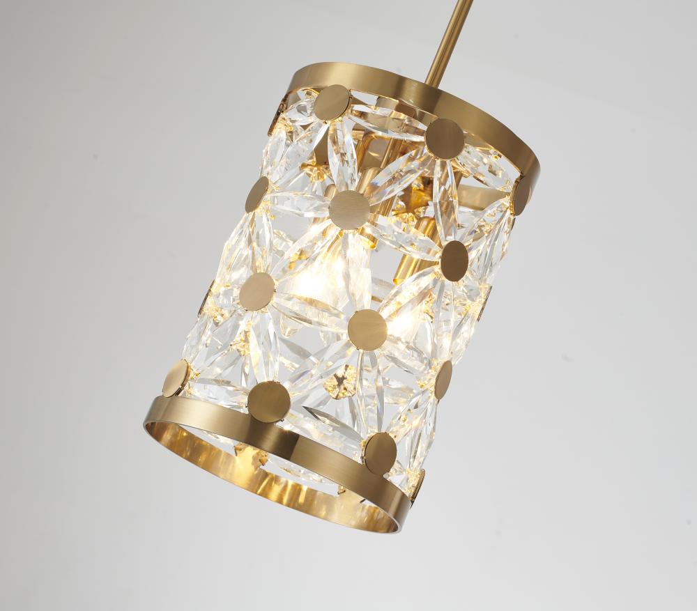 Copper Pendant Light with Clear Crystal Star Detailing