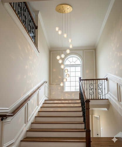 Flushed Chandelier With Hanging Clear Bubble CRYSTAL Pendants