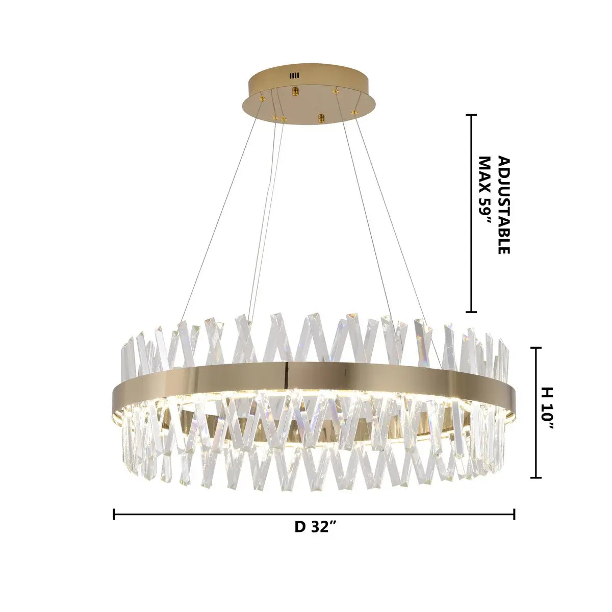 Modern Gold LED Chandelier with Integrated LED & Crystals
by Bethel International