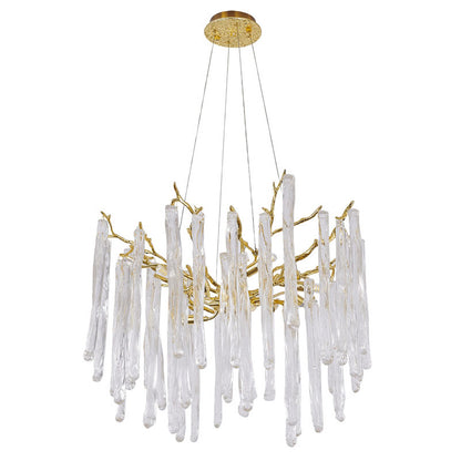 Solid Brass Aluminum Frame Chandelier with Glass Drops