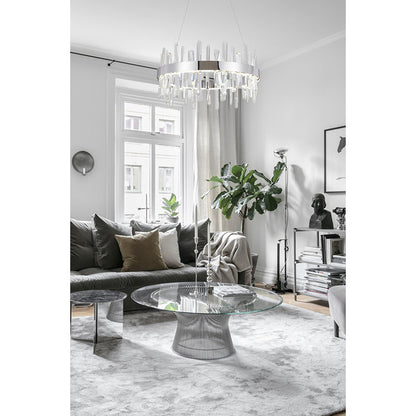 Chrome LED Chandelier With Clear Crystals