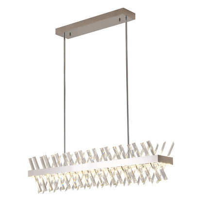 Rectangular Chrome Chandelier with Clear Crystal