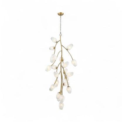Gold Branch Chandelier with White Glass Shades