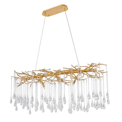 Gold Aluminum Frame Chandelier with Clear Glass Hanging Drops Chandelier