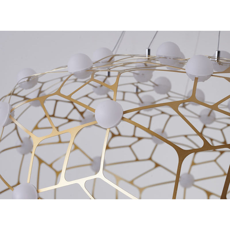 Gold Oval Shaped Honeycomb Chandelier With White Acrylic Diffusers