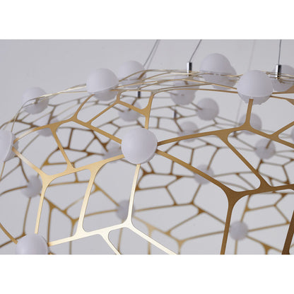 Gold Oval Shaped Honeycomb Chandelier With White Acrylic Diffusers