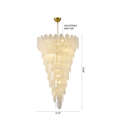 Brass Chandelier with Frosted Glass Shades