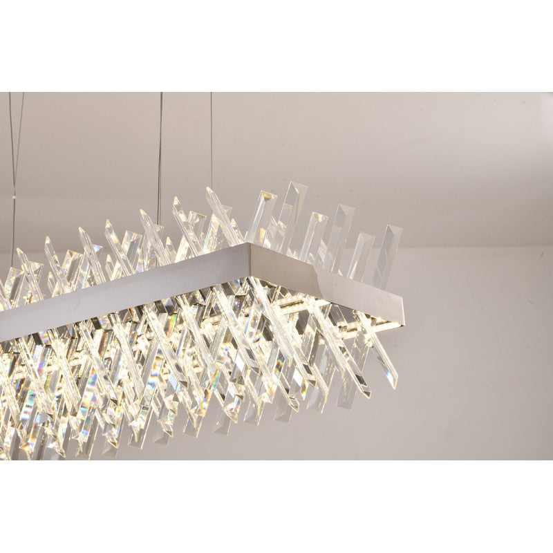 Dimmable Gold Metal LED Chandelier, Rectangular Design
