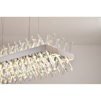 Dimmable Gold Metal LED Chandelier, Rectangular Design