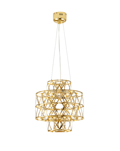 3 Tier 40-Light Dimmable Gold Stainless Steel LED Chandelier