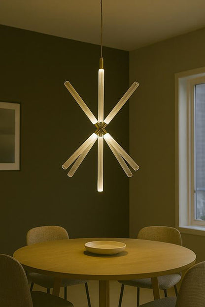 Gold Sputnik Clear Glass LED Chandelier